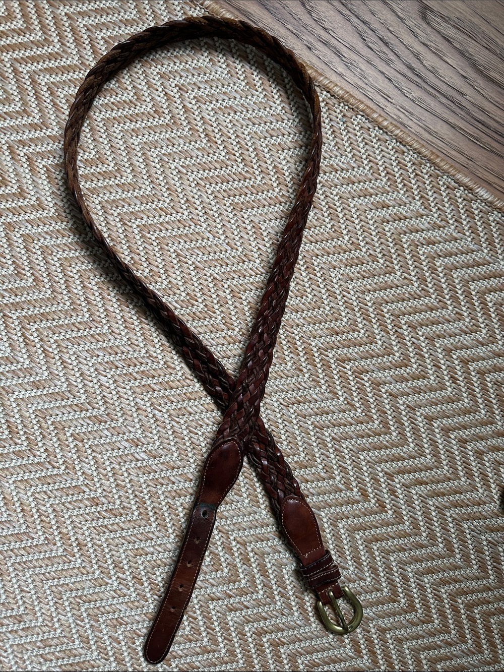 Vintage Coach Men's Braided Leather Belt in British Tan STYLE 3050 Brass Buckle